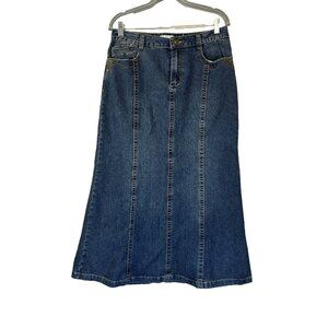 Dressbarn 8 Women Y2K Denim Maxi Skirt Cottagecore Prairie Western Cowgirl Rodeo